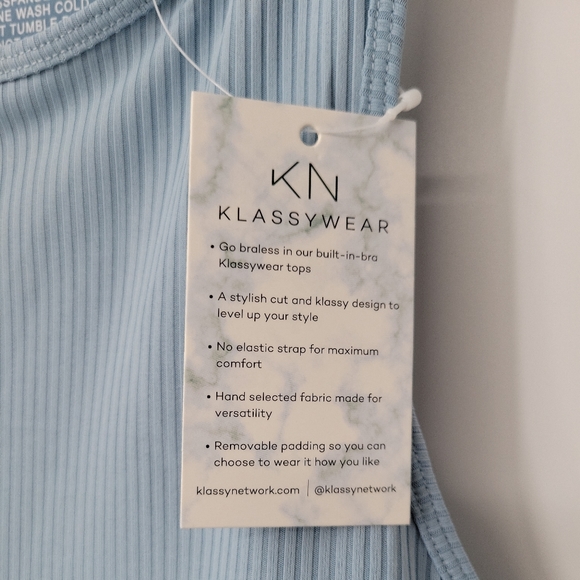 NEW Klassywear Womens High Neck Brami Bodysuit Blue Ribbed Medium Klassy Network - Picture 4 of 10